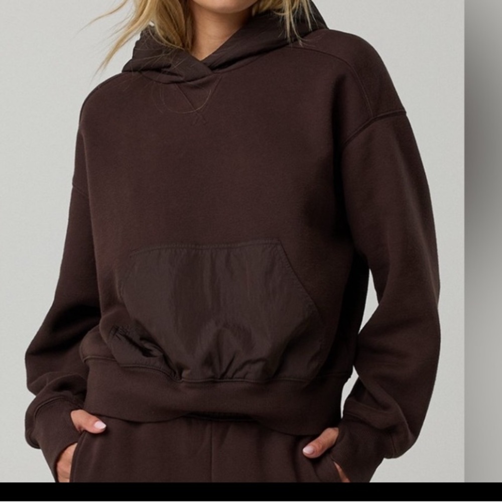 Aerie Cloud Fleece Nylon Hoodie Sweatshirt Size Medium, NWT